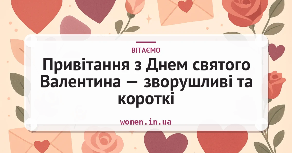 Привітання з Днем святого Валентина — зворушливі та короткі — листівка з підписом