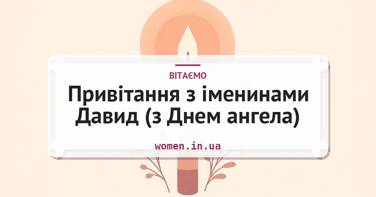 Привітання з іменинами Давид (з Днем ангела) — листівка з підписом